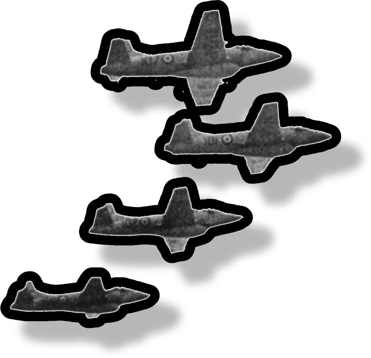Four aeroplanes in formation